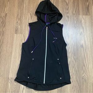 Ralph Lauren LRL Womens Size XS?  Hoodie Vest  Black Full Zip Pockets Read